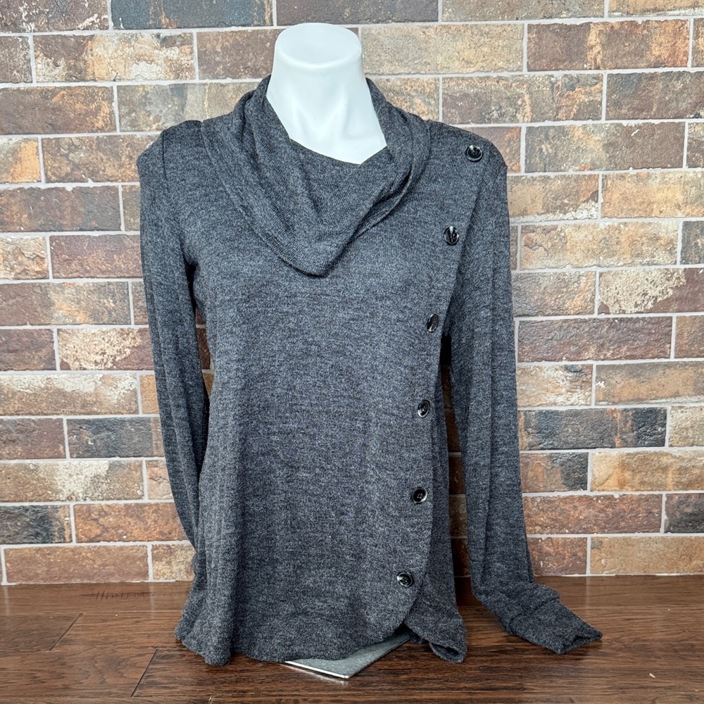Gray Button-Detail Women's Sweater
